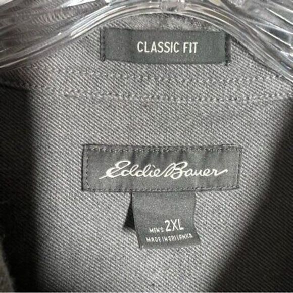 Eddie Bauer Mens Classic Fit Button Down Shirt‎ Size 2XL Gray Long Sleeve Cotton - Picture 2 of 5
